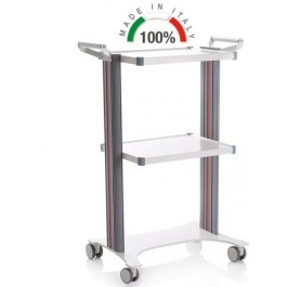 CARRELLO MEDICO POLIFUNZIONALE COMPONIBILE - 2 MANIGLIE - BASE LASER  450x630 - ALTEZZA 100 cm - Moretti Mod. Eolo - 2 colonne in alluminio  bianche