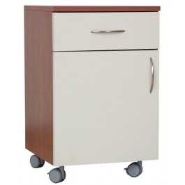 COMODINO IN LEGNO CON RUOTE , CASSETTO ED ANTA COLORE BLU - CM 45x40x75h-  Arredamento ospedaliero/ambulatorio/sanitario - Comodi