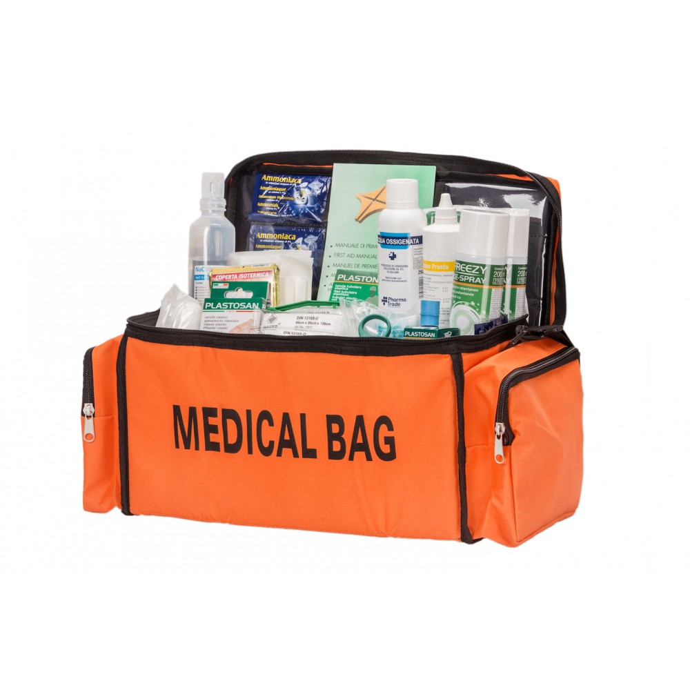 Kit emergenze - pronto soccorso - Medical bag - piena - arancione