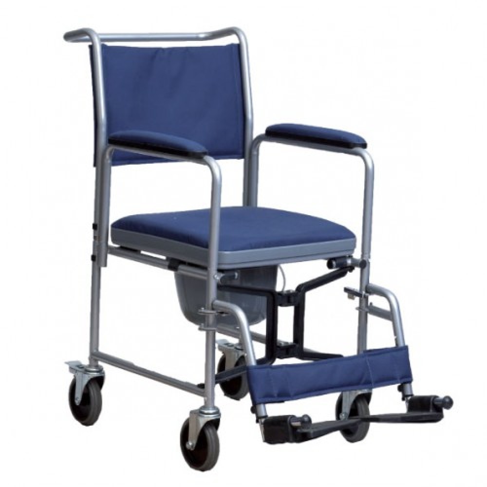Sedia WC comoda da doccia anziani disabili rotelle freno Rialzo