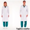 CAMICE MEDICO UNISEX CON BOTTONI AUTOMATICI IN COTONE - BIANCO