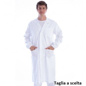 CAMICE MEDICO UNISEX CON AUTOMATICI IN COTONE E POLIESTERE - BIANCO