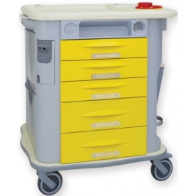 CARRELLO PER EMERGENZE AMAGNETICO CON 5 CASSETTI GIMA mod. AURION